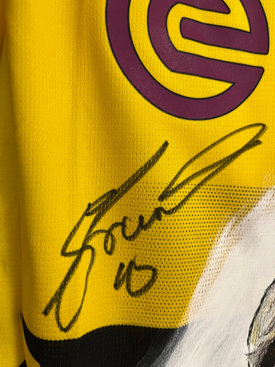 Borussia Dortmund Trikot Portrait Julian Brandt handgemalt und signiert im Rahmen Puma BVB