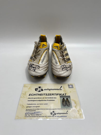Matchworn soccer shoes Soren Larsen signed Schalke Adidas Coa