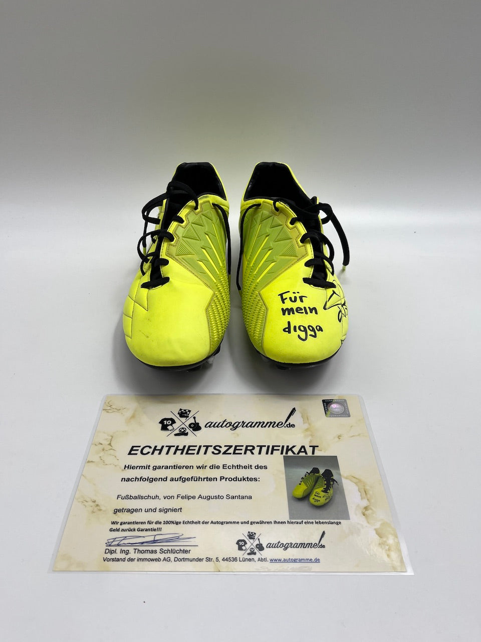 Matchworn soccer shoes Felipe Santana signed BVB Nike Coa