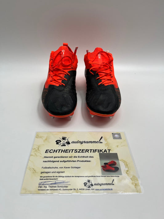 Matchworn Fußballschuhe Xaver Schlager signiert Puma COA