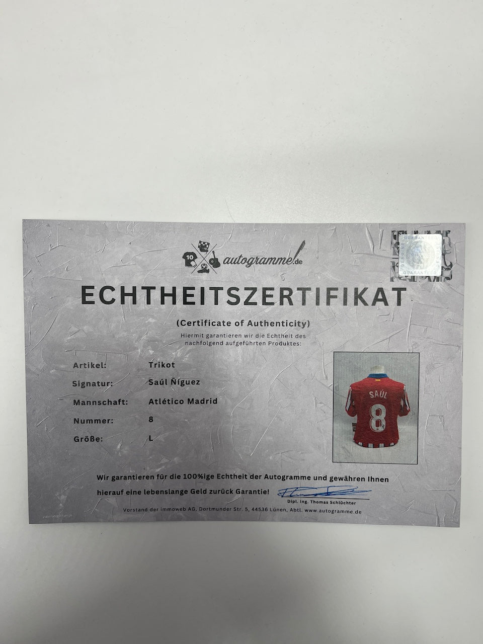 Atletico Madrid Trikot Saul Niguez signiert Autogramm Nike COA L