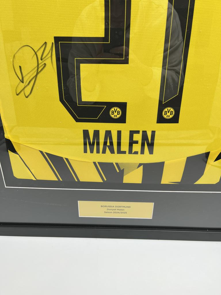 Borussia Dortmund Trikot Donyell Malen signiert im Rahmen Puma BVB