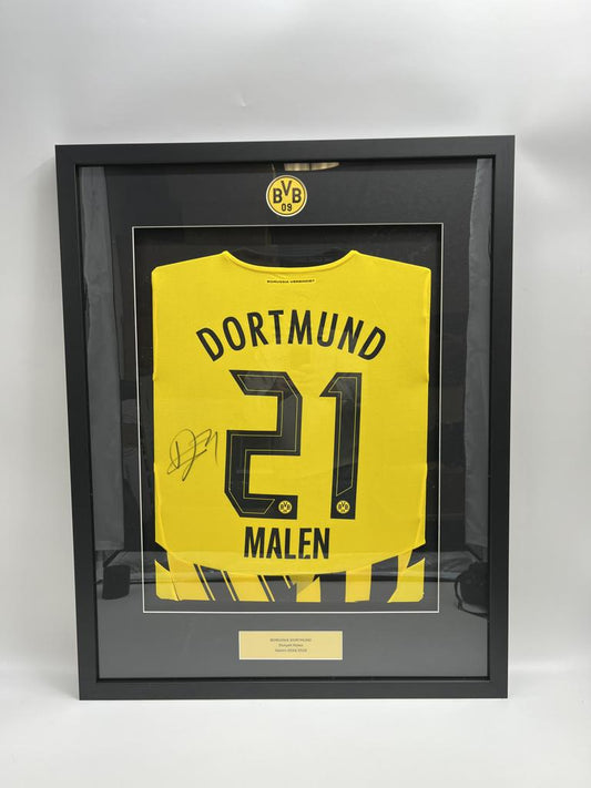 Borussia Dortmund Trikot Donyell Malen signiert im Rahmen Puma BVB neu