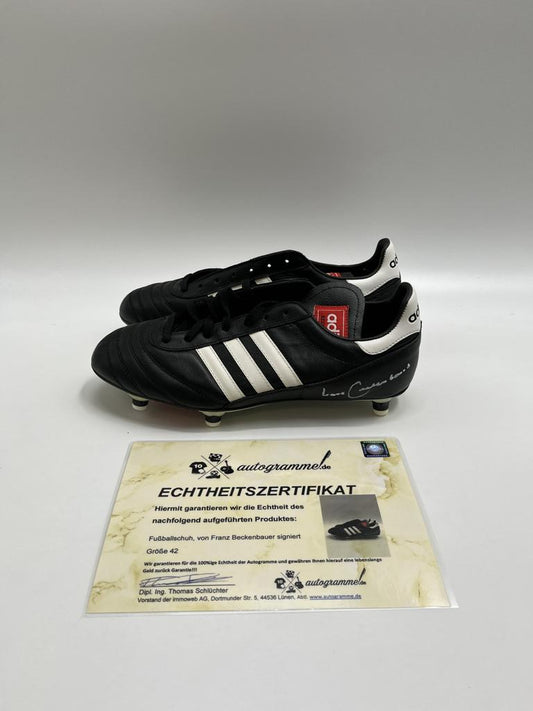 Fußballschuh Franz Beckenbauer signiert Fußball Autogramm Schuh 42