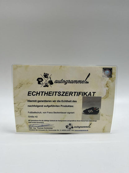 Fußballschuh Franz Beckenbauer signiert Fußball Autogramm Schuh 42