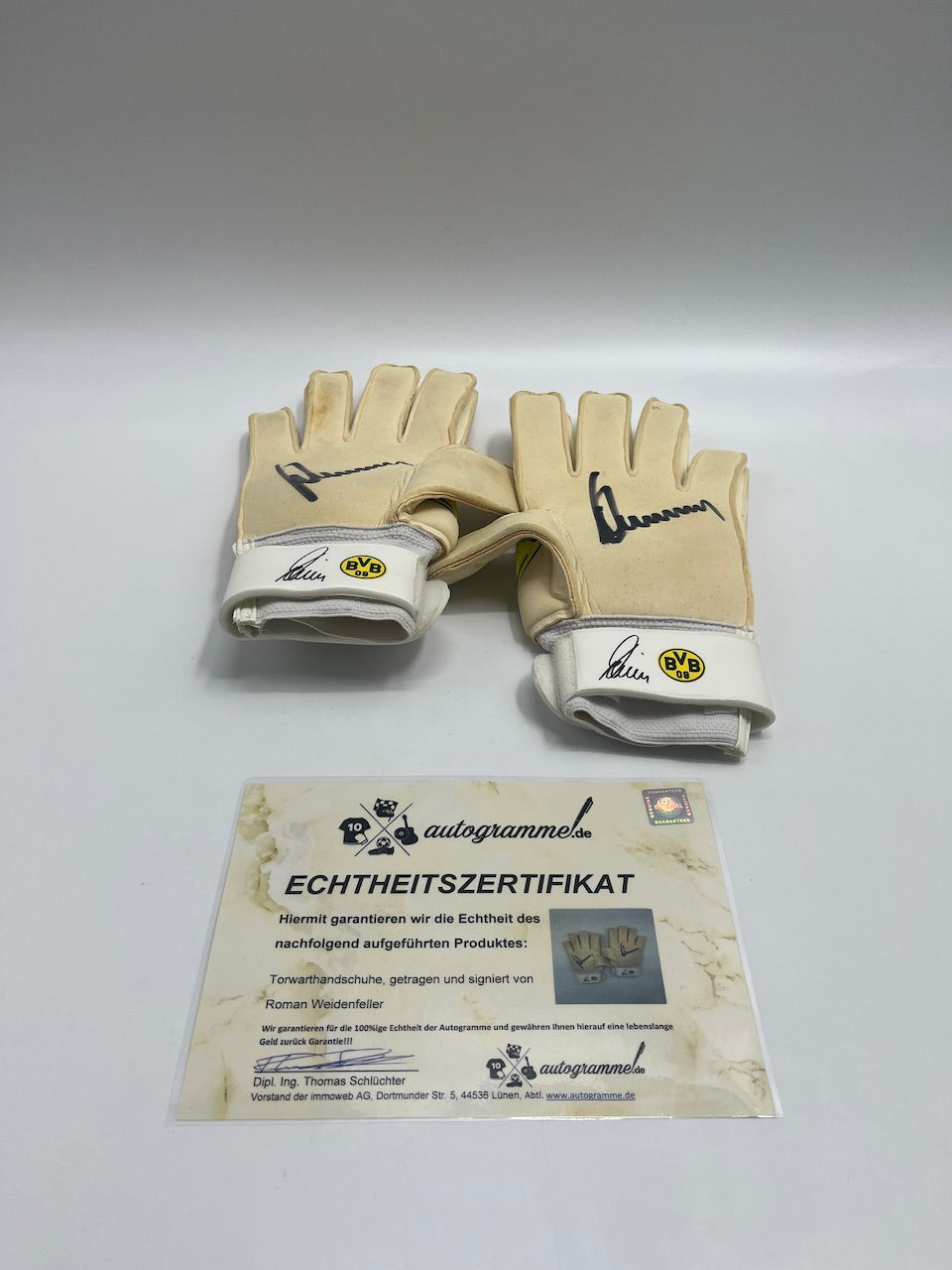 Matchworn goalkeeper gloves Roman Weidenfeller Borussia Dortmund BVB Puma