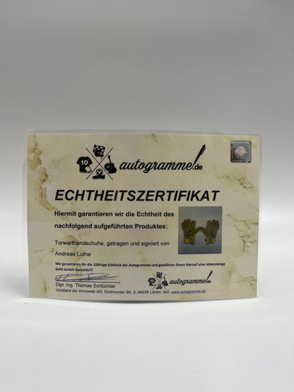 Matchworn goalkeeper gloves Andreas Luthe signed Coa