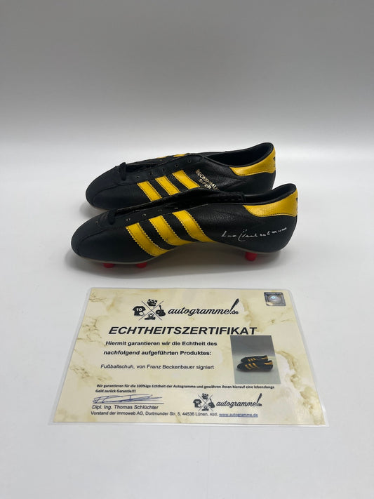 Fußballschuh Franz Beckenbauer signiert Fußball Autogramm Schuh COA