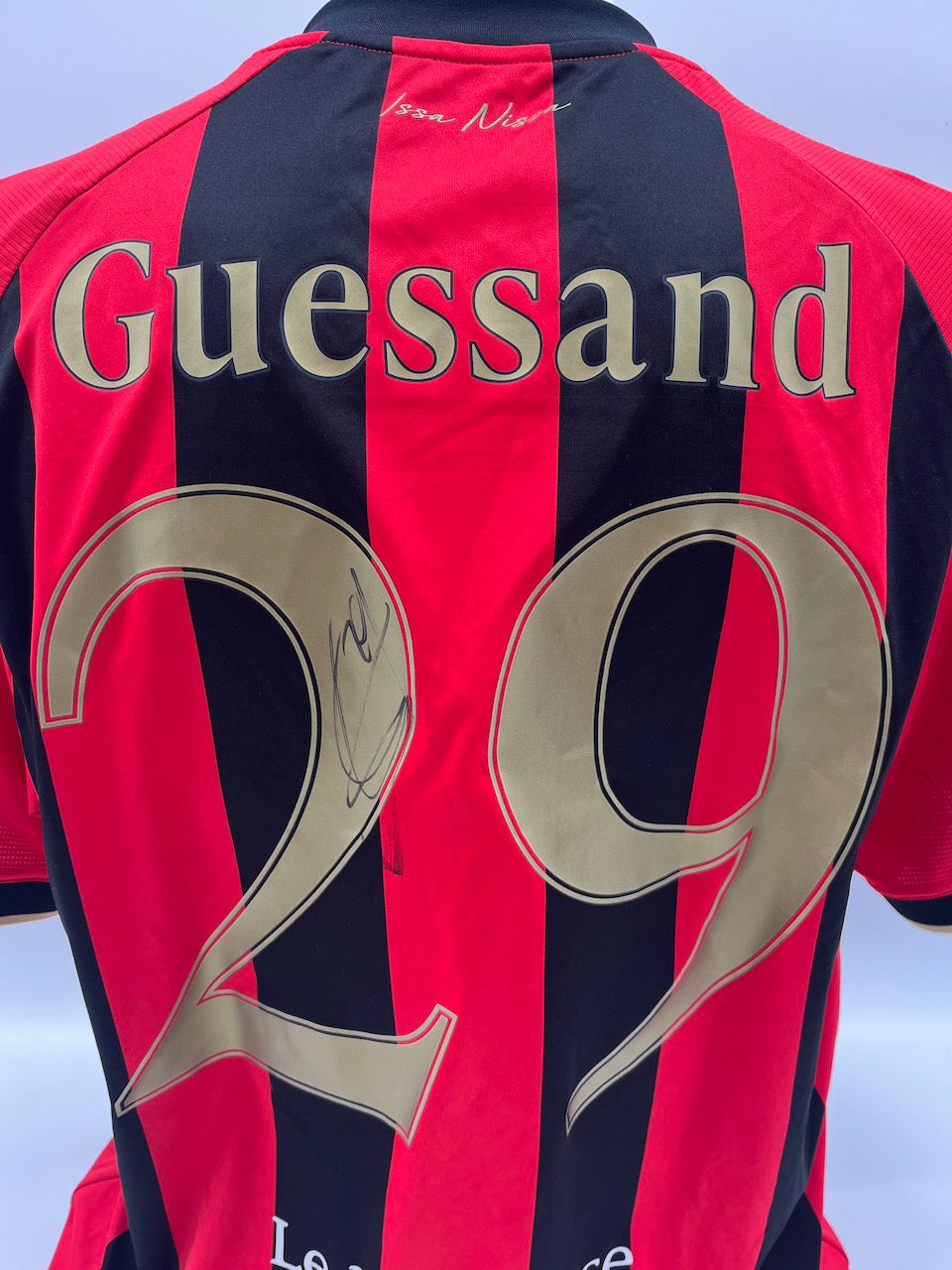 Matchworn OGC Nizza Trikot getragen & signiert von Evann Guessand 23.01.2025