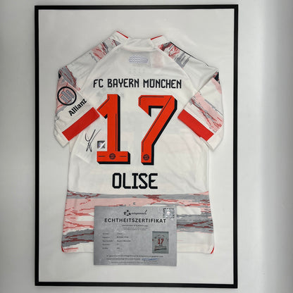 Bayern München Trikot Michael Olise signiert im Rahmen COA Adidas 140