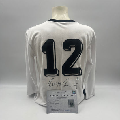 DFB Repro Trikot Wolfgang Overath signiert COA Deutschland Autogramm XL