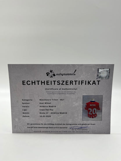 Matchworn Atletico Madrid Worn & Signed by Axel Witsel 15.01.2025