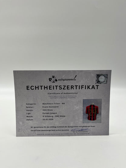 Matchworn OGC Nizza Worn & Signed by Evann Guessand 23.01.2025