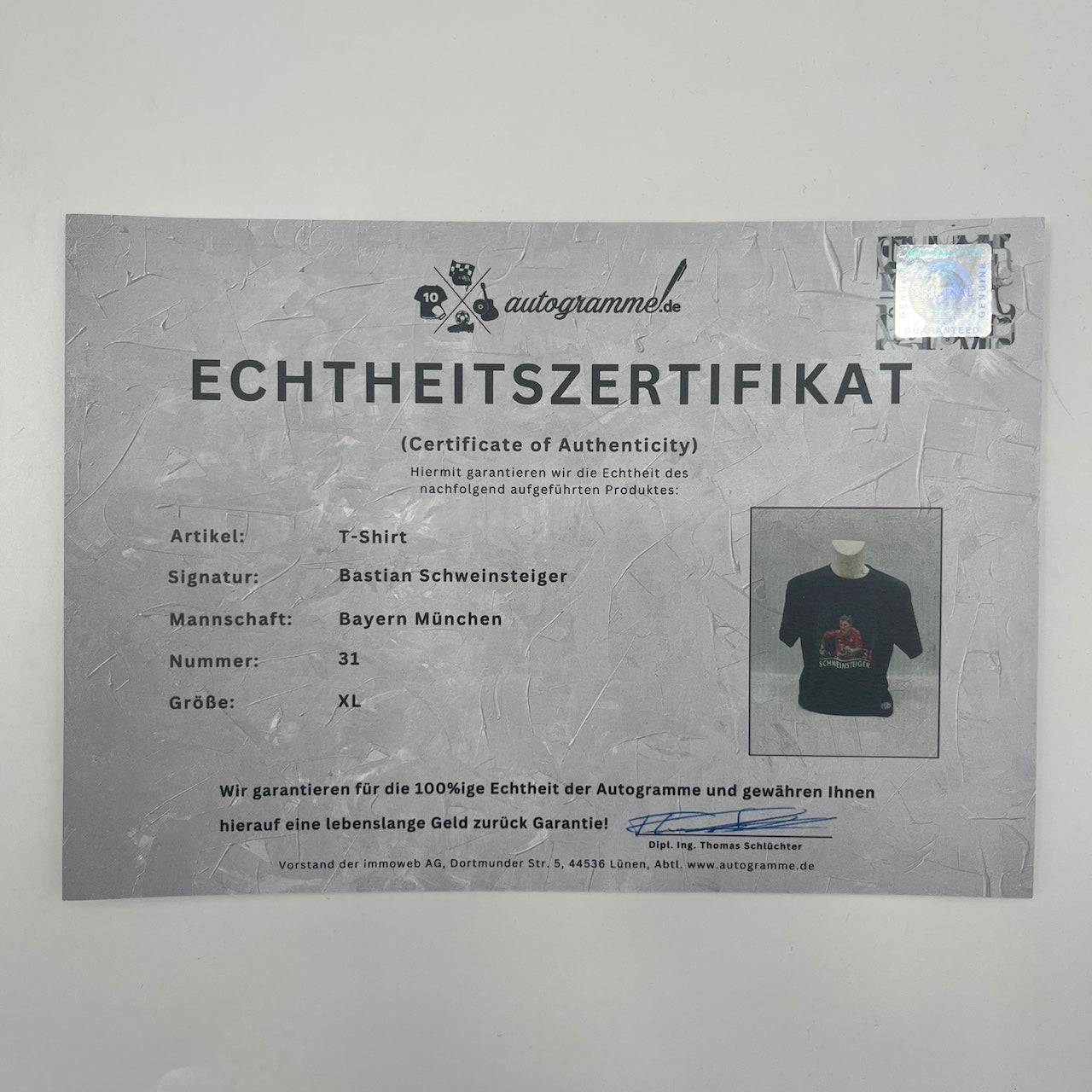 Bayern München T-Shirt Bastian Schweinsteiger signiert Autogramme FCB neu XL