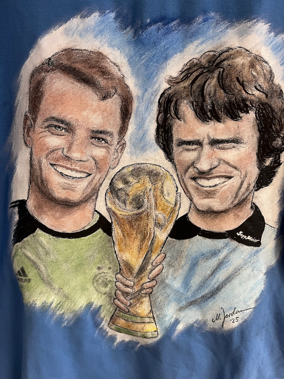 Trikot Portrait Manuel Neuer und Sepp Maier handgemalt und signiert im Rahmen XL