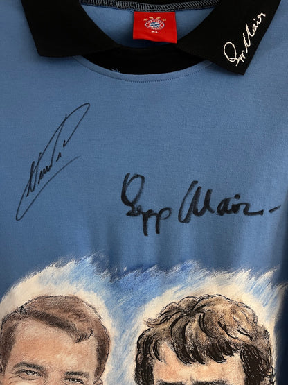 Trikot Portrait Manuel Neuer and Sepp Maier hand painted and signed as part of XL