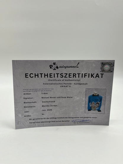 Trikot Portrait Manuel Neuer and Sepp Maier hand painted and signed as part of XL