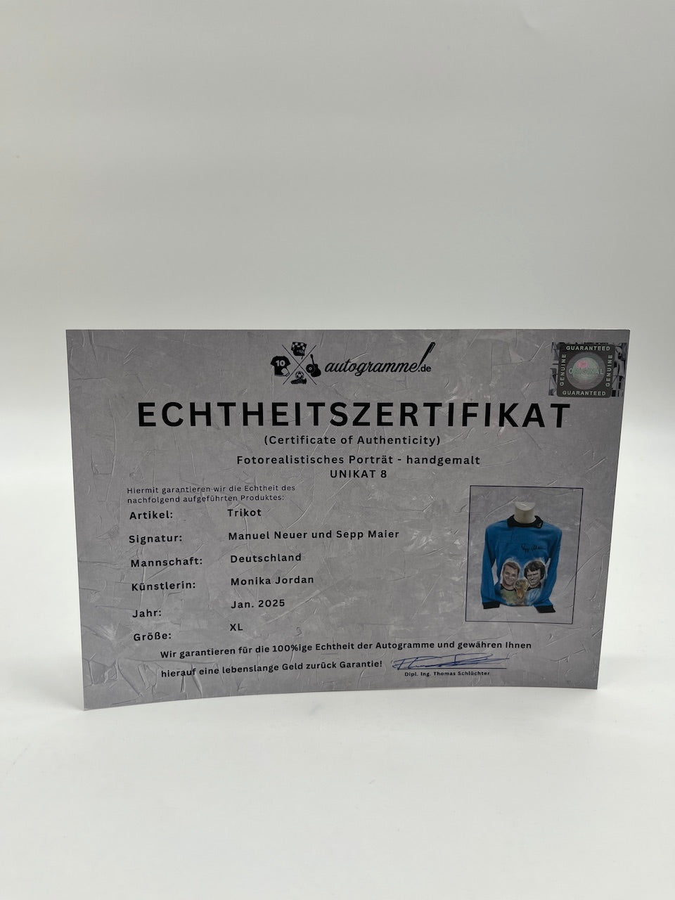 Trikot Portrait Manuel Neuer and Sepp Maier hand painted and signed as part of XL