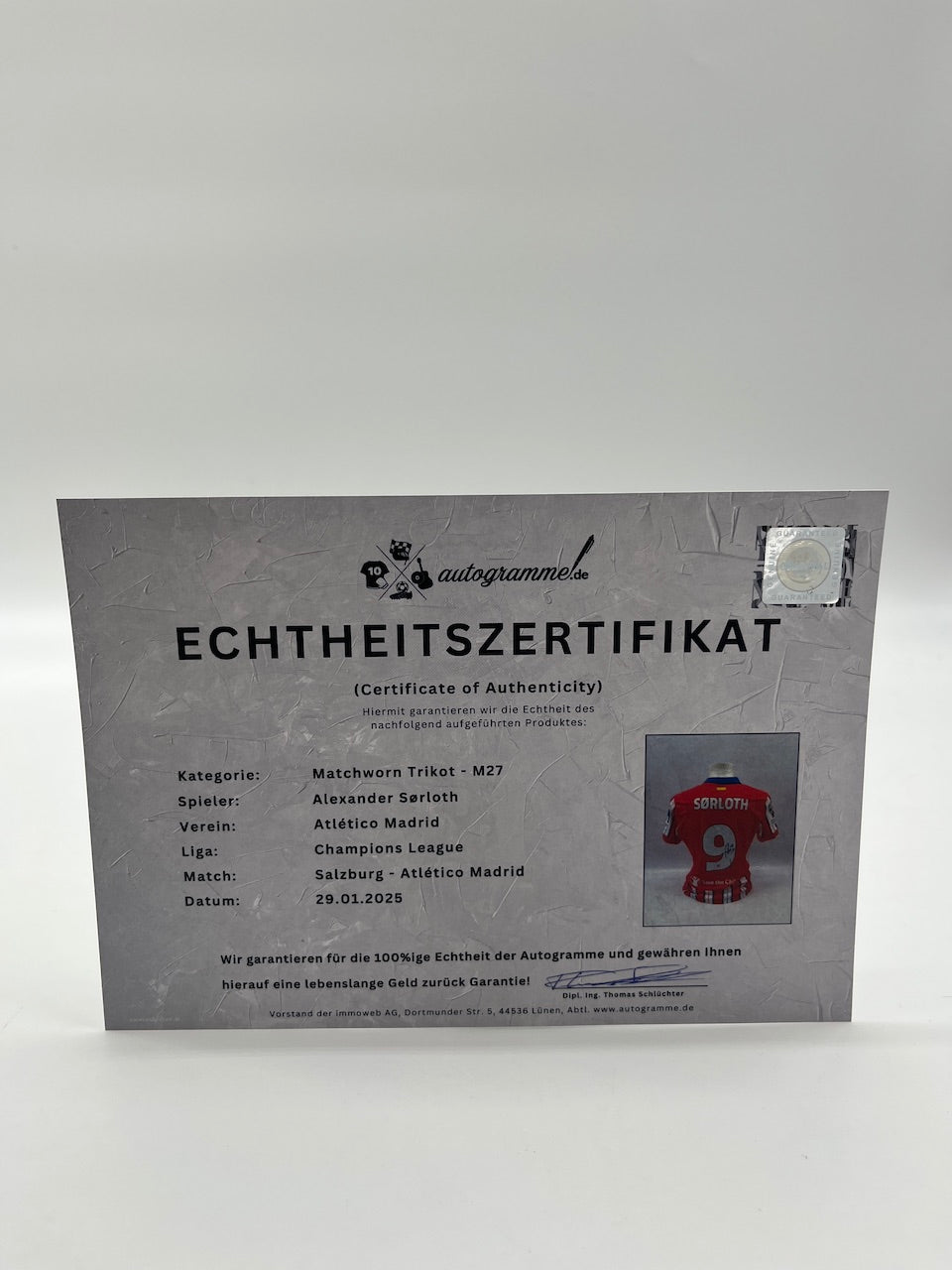 Matchworn Atletico Worn & Signed by Alexander Sorloth 29.01.25