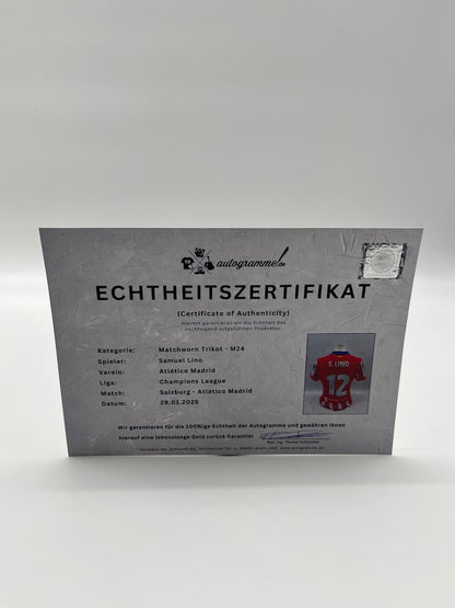 Matchworn Atletico Madrid Worn & Signed by Samuel Lino 29.01.25