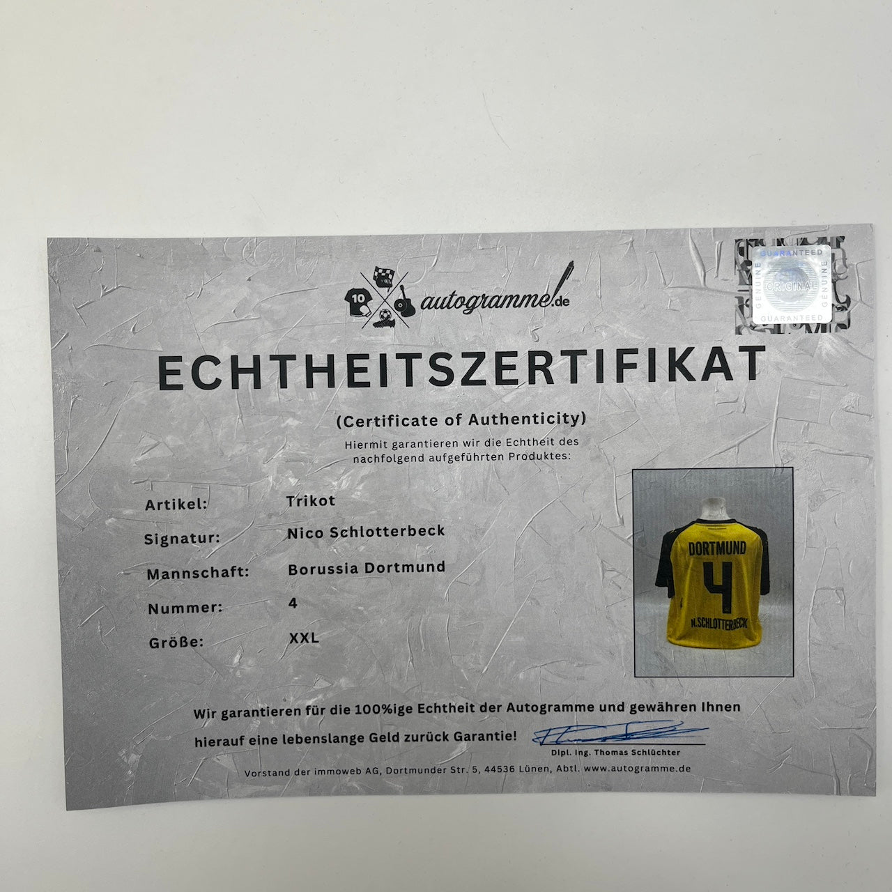 Borussia Dortmund Trikot Nico Schlotterbeck signiert BVB Puma COA XXL