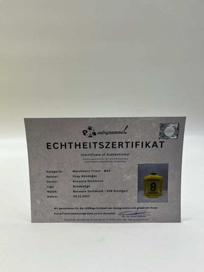 Matchworn Dortmund jersey worn by Ilkay Gündogan 03.11.2012 BVB-VfB