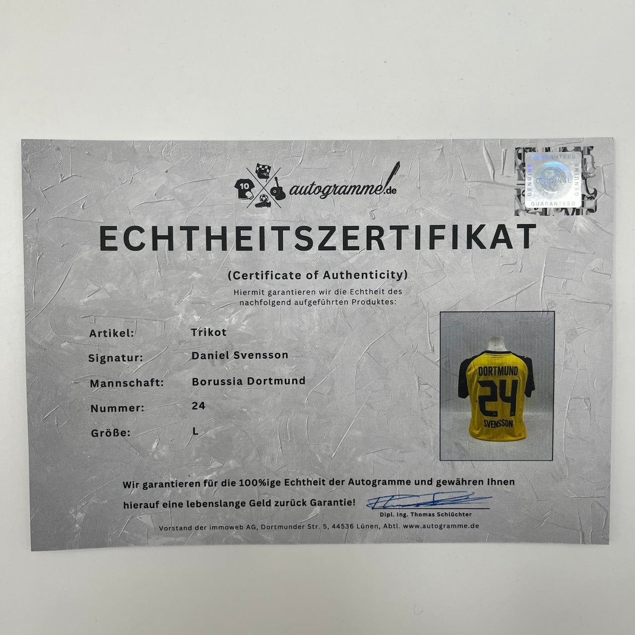 Borussia Dortmund Trikot Daniel Svensson signiert BVB Autogramm Puma neu L