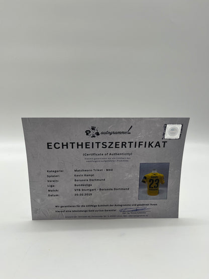 Matchworn Dortmund jersey worn by Kevin Kampl 20.2015 VfB-BVB