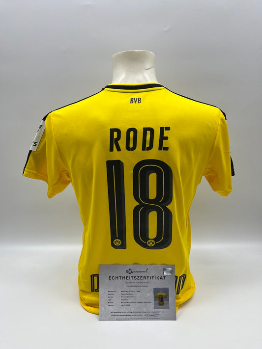 Matchworn Dortmund Trikot getragen von Sebastian Rode 14.08.2016 BVB-FCB