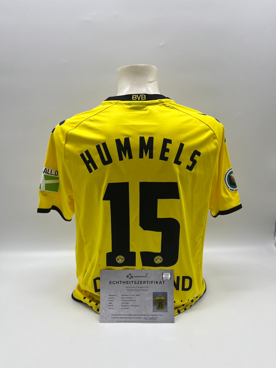 Matchworn Dortmund Trikot getragen von Mats Hummels 20.12.2011 Düsseldorf-BVB