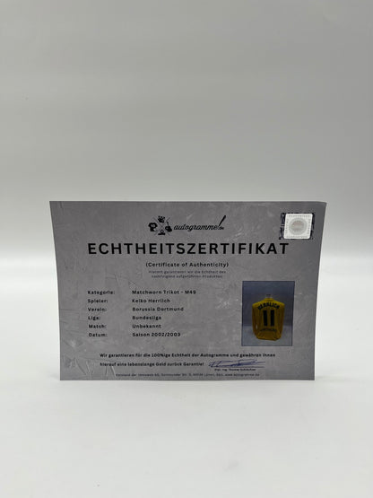 Matchworn Dortmund jersey worn by Heiko Herrlich 2002/2003 Bundesliga