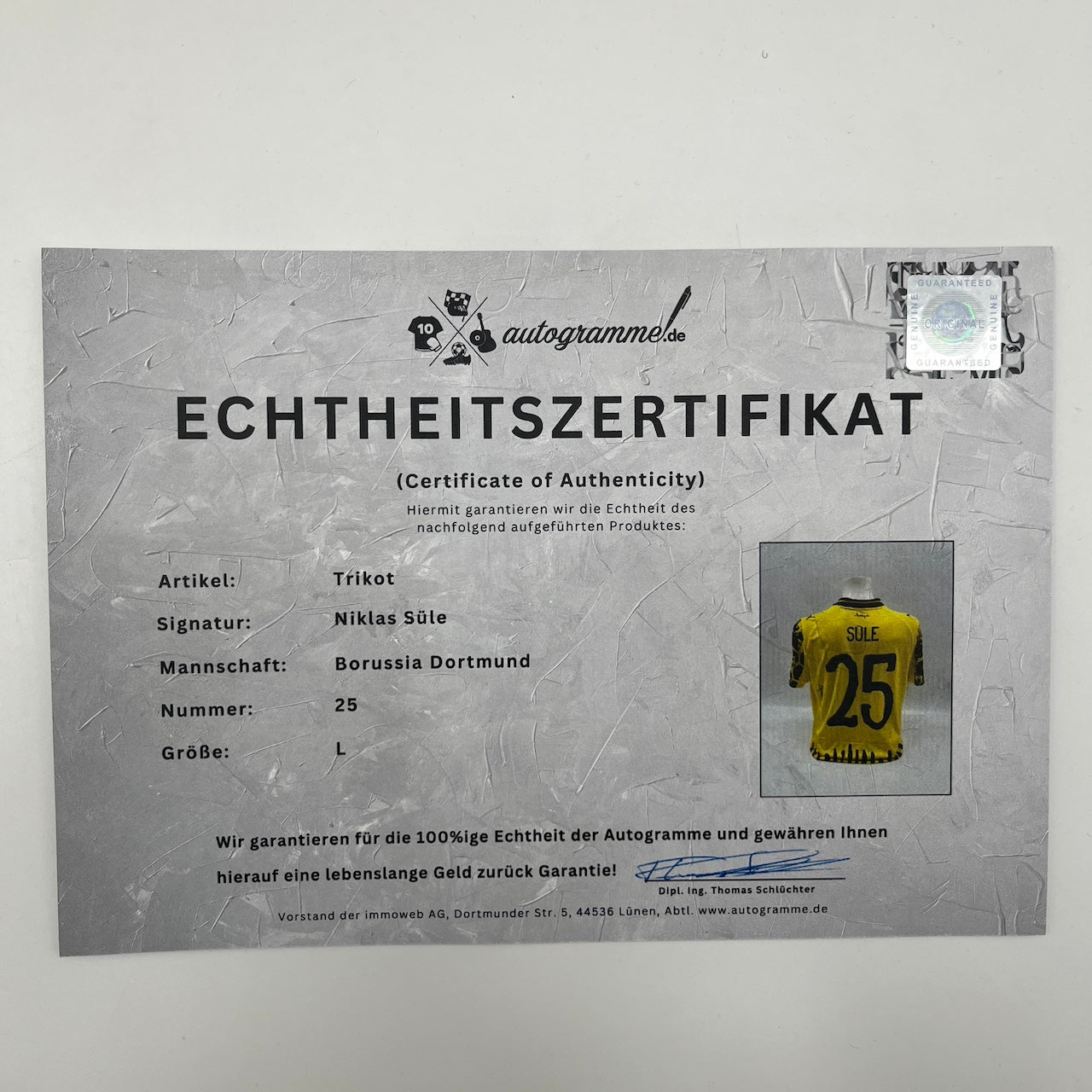 Borussia Dortmund Trikot Niklas Süle signiert BVB Autogramm Puma neu L