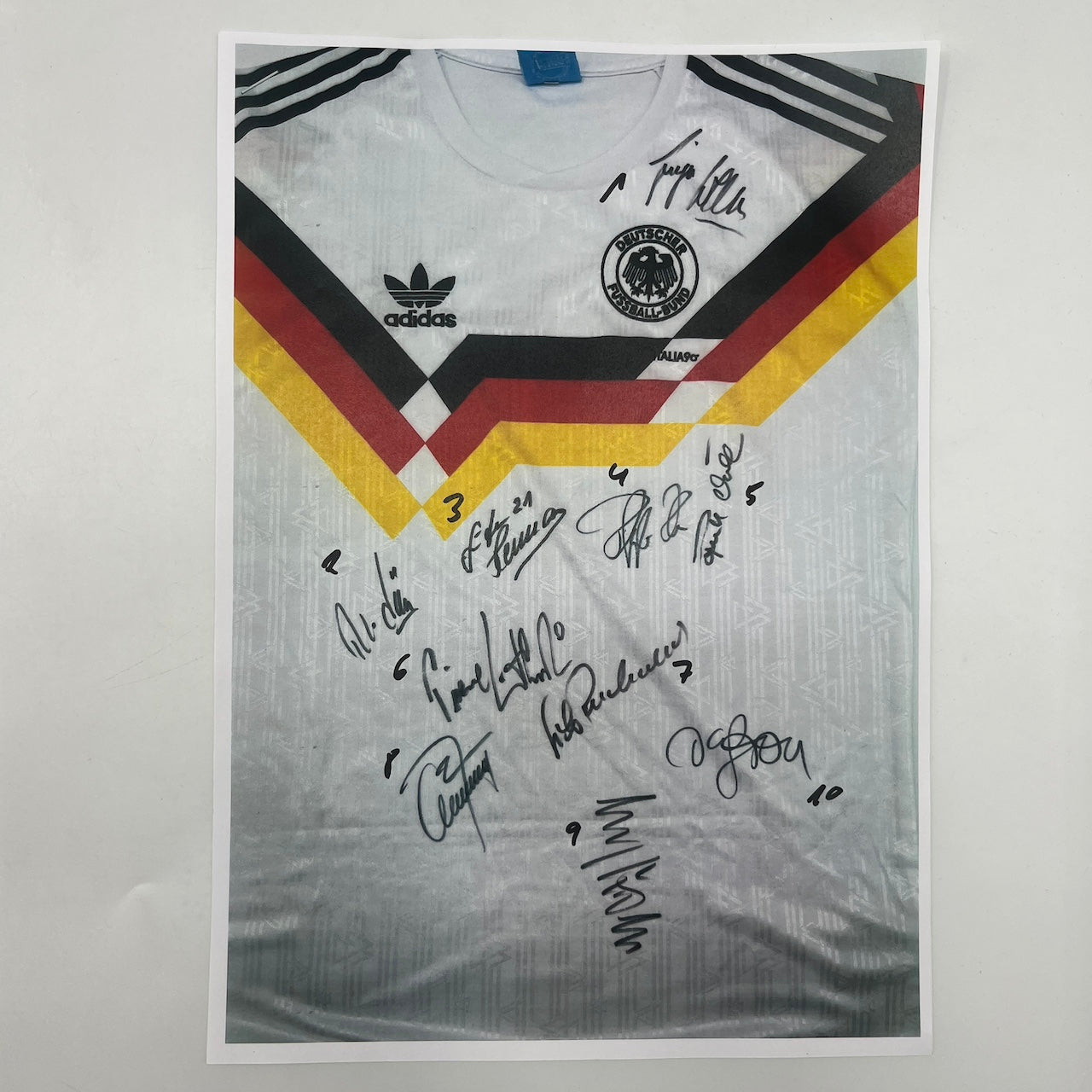 Deutschland Repro Trikot WM 1990 Teamsigniert Autogramm DFB Weltmeister Adidas M