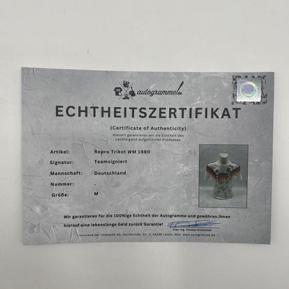 Deutschland Repro Trikot WM 1990 Teamsigniert Autogramm DFB Weltmeister Adidas M