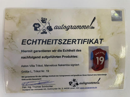 Aston Villa jersey Marvelous Nakamba signed Castore England Premier League L