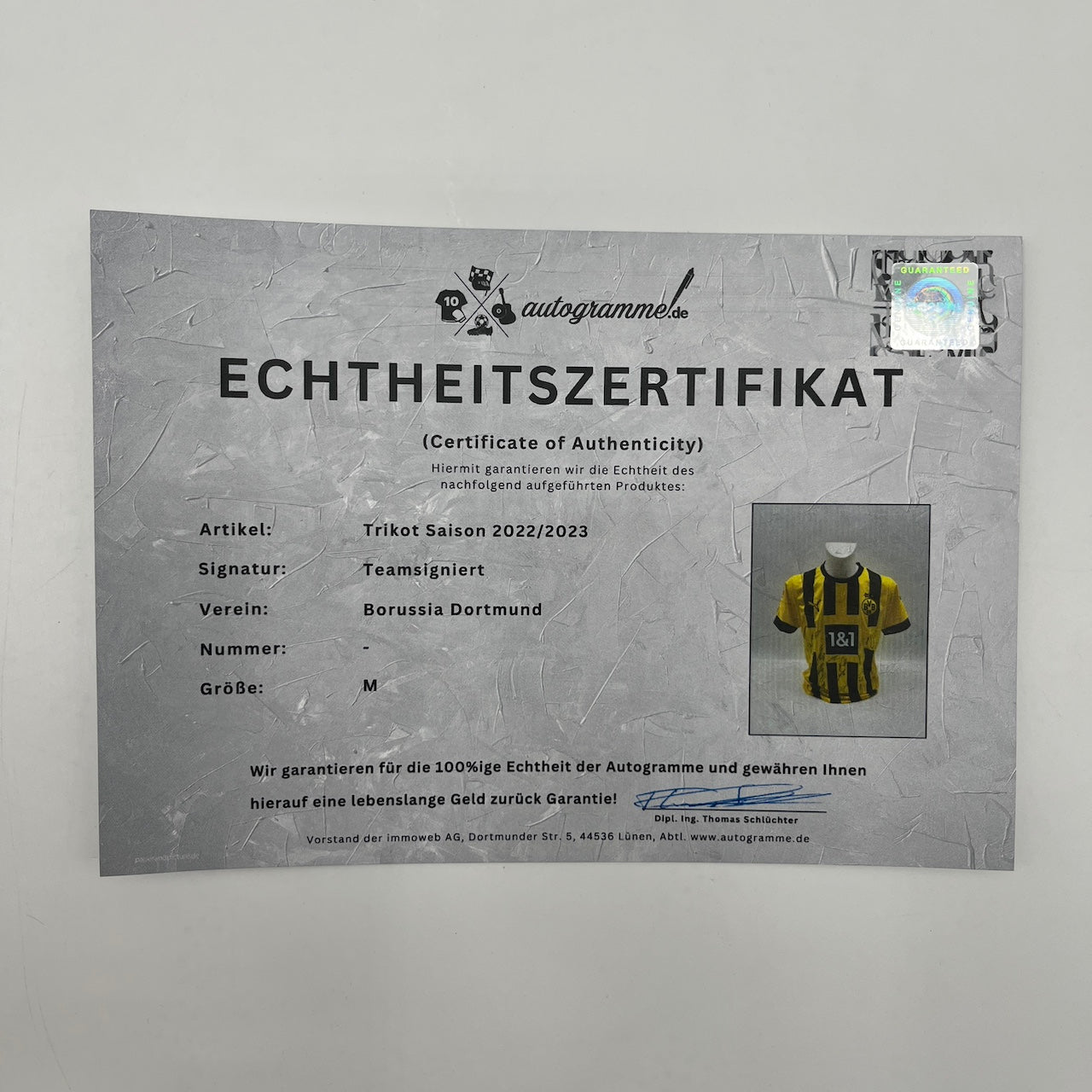 BVB Trikot 2022/2023 Teamsigniert Borussia Dortmund COA Puma Bellingham M