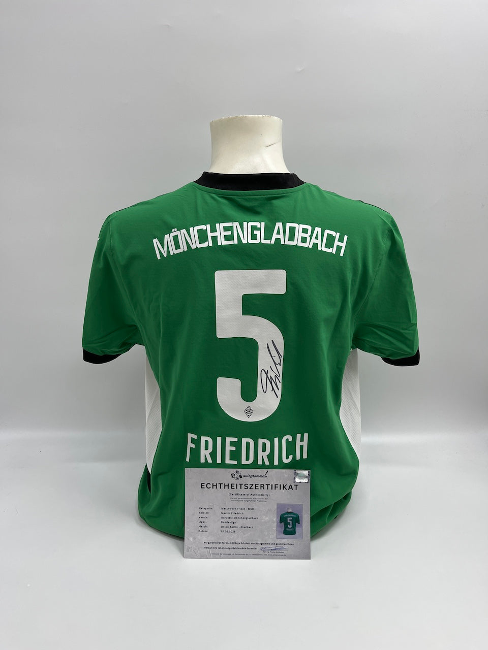Matchworn Gladbach jersey worn & signed by Marvin Friedrich 15.02.2025
