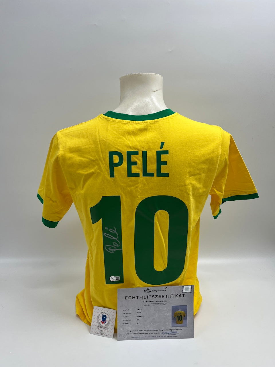 Brasilien Repro Trikot Pele signiert Unterschrift Autogramm COA M