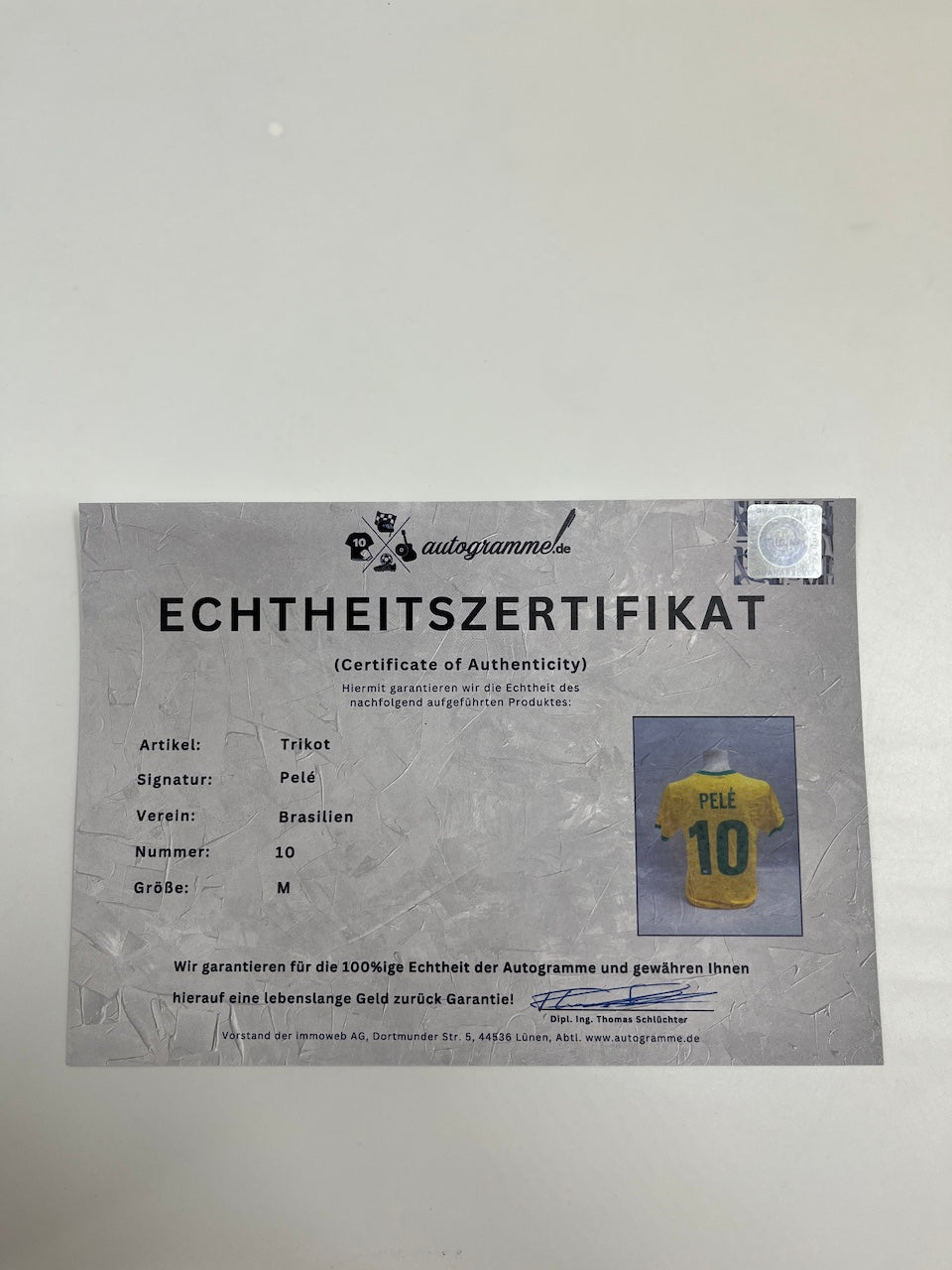 Brasilien Repro Trikot Pele signiert Unterschrift Autogramm COA M