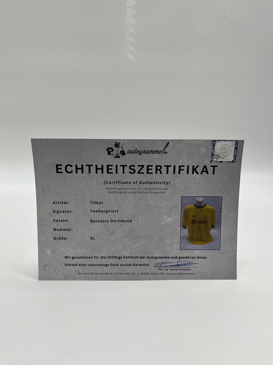 BVB Trikot 2003/2004 team signed Borussia Dortmund Coa Goool XL