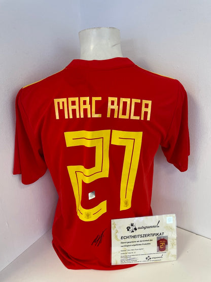 Spain jersey Marc Roca signed adidas football new Spain M