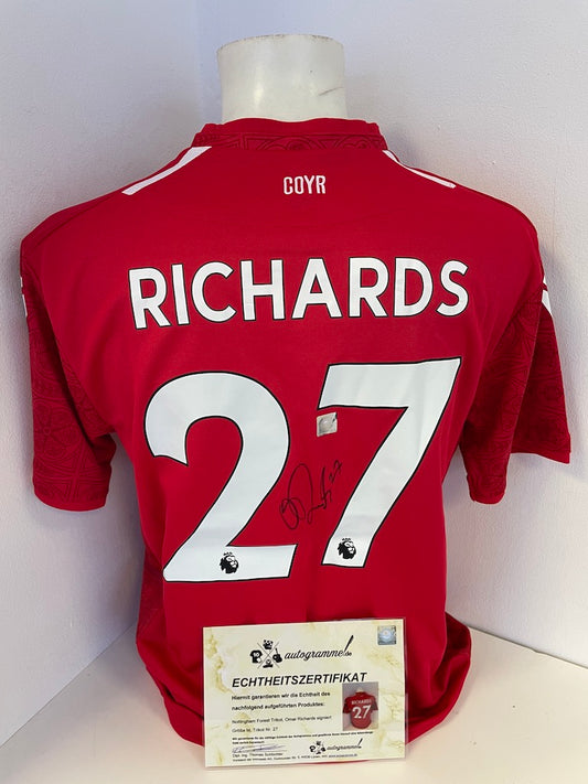 Nottingham Forest Jersey Omar Richards signed autograph football England COA M