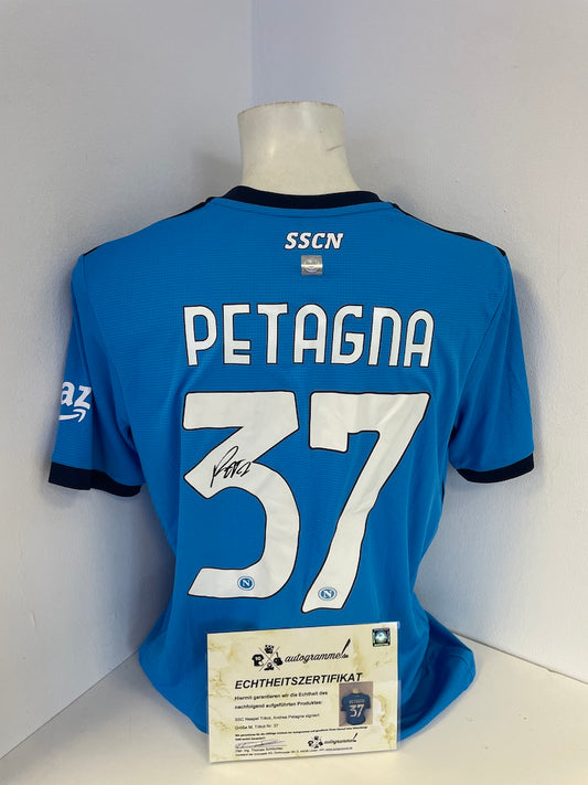 SSC Naples jersey Andrea Petagna signed Italy autograph football new M