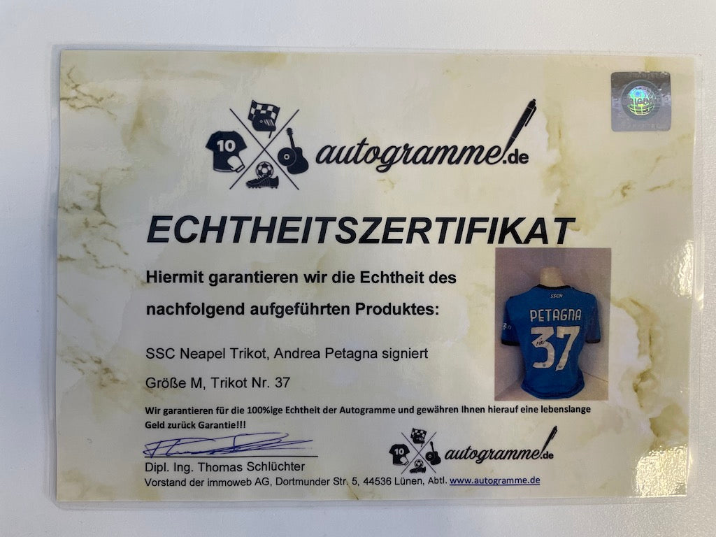 SSC Naples jersey Andrea Petagna signed Italy autograph football new m