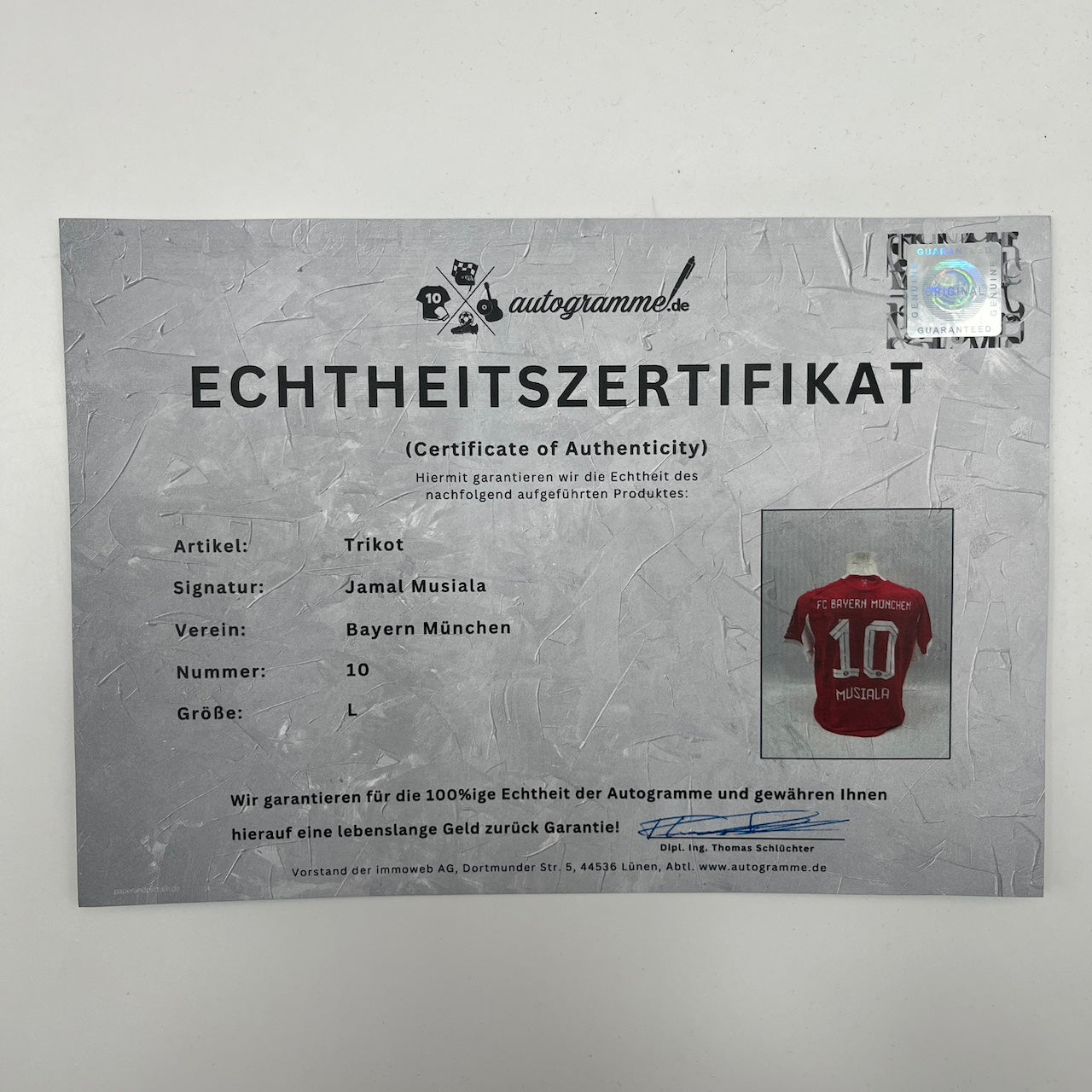 Bayern München Authentic-Trikot Jamal Musiala signiert Autogramm Adidas COA L
