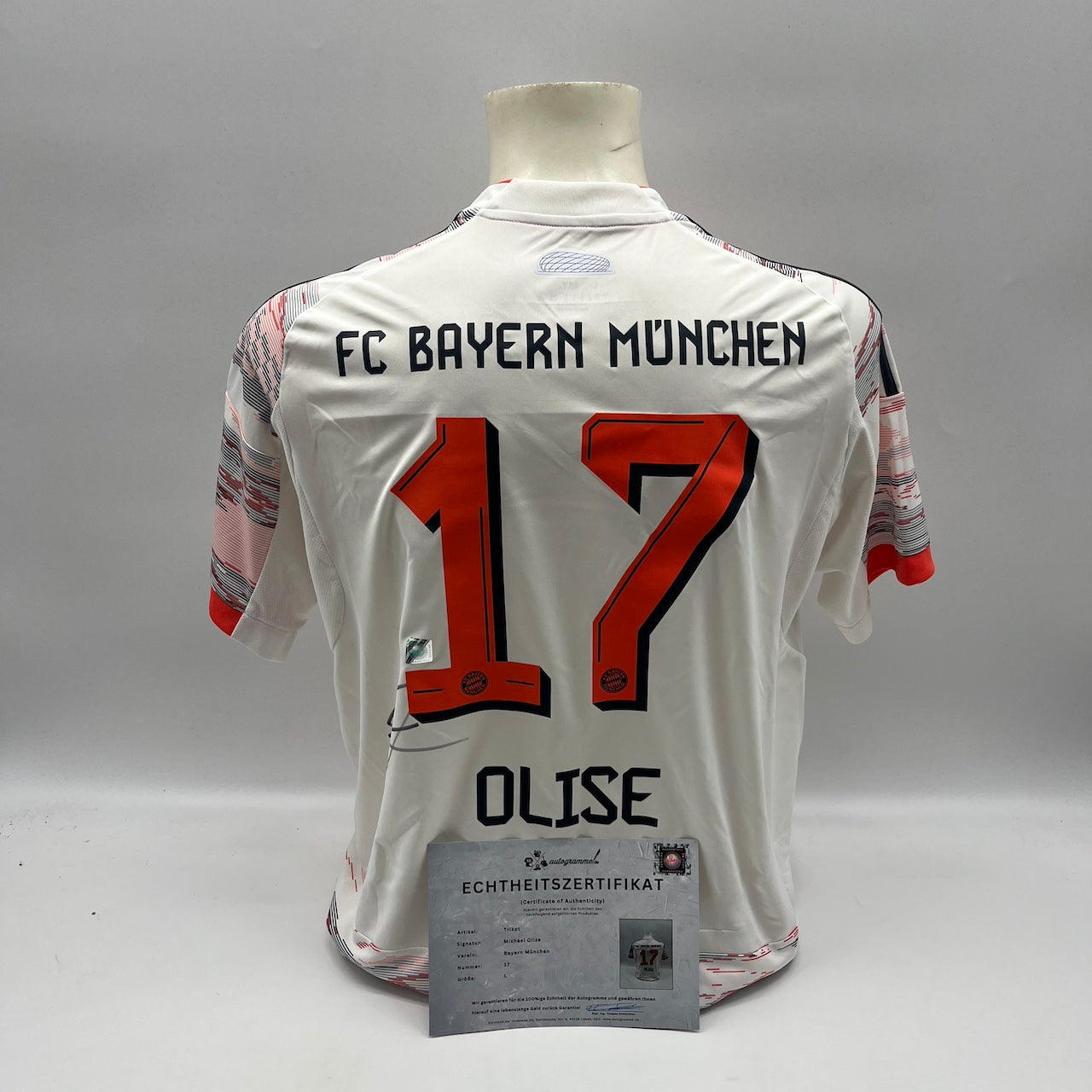Bayern München Trikot Michael Olise signiert Autogramm Adidas COA L