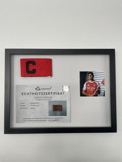 Captain's armband signed by Piero Hincapié in a frame, Bayer 04 Leverkusen autograph
