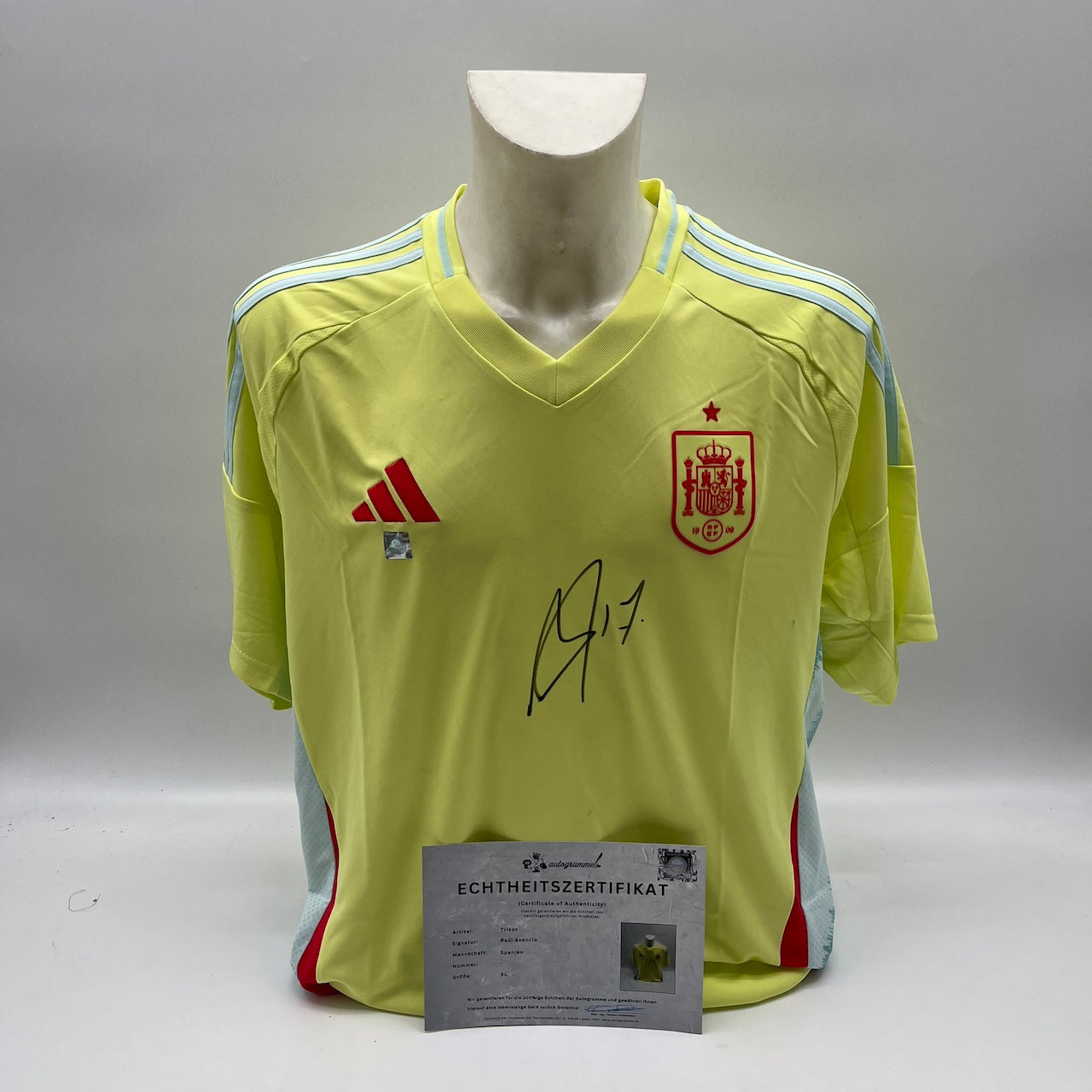 Spanien Trikot Raul Asencio signiert Adidas COA Autogramm XL