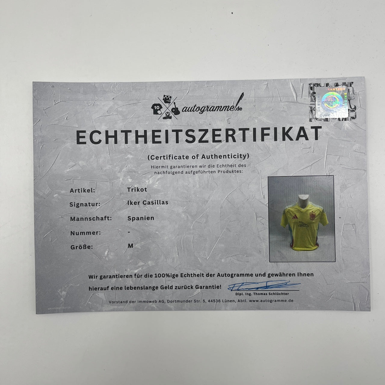 Spanien Trikot Iker Casillas signiert Adidas COA Autogramm M