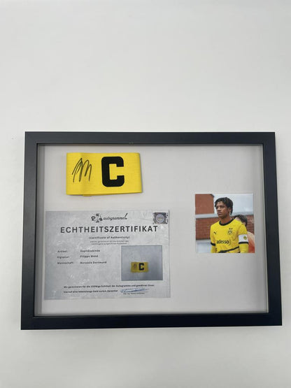 Captain's armband signed by Filippo Mané in a Borussia Dortmund autograph COA frame